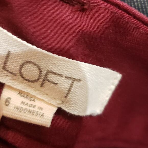 Ann Taylor LOFT Skinny Jean Size 6 Marisa Burgundy Moto Gold Ankle Pocket Zipper - Picture 7 of 9